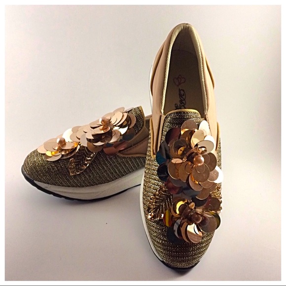 Gold Floral Sneakers - Picture 3 of 3